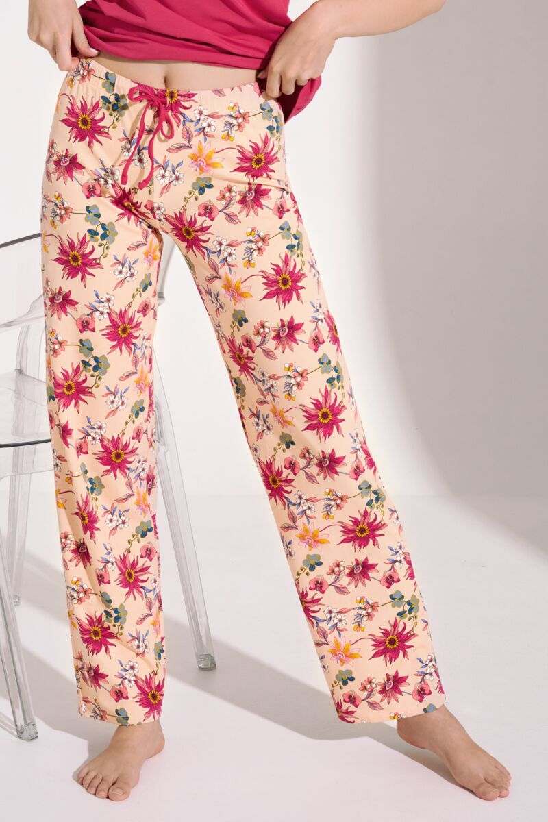 063474 FLOWERS Pyjama long trousers, short sleeves