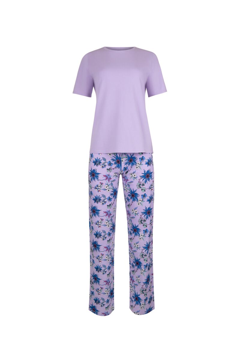 063474 FLOWERS Pyjama long trousers, short sleeves