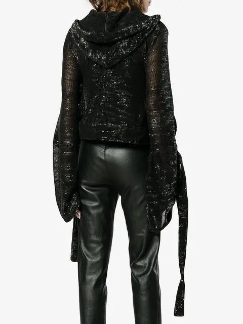 Black Sequin Hoodie