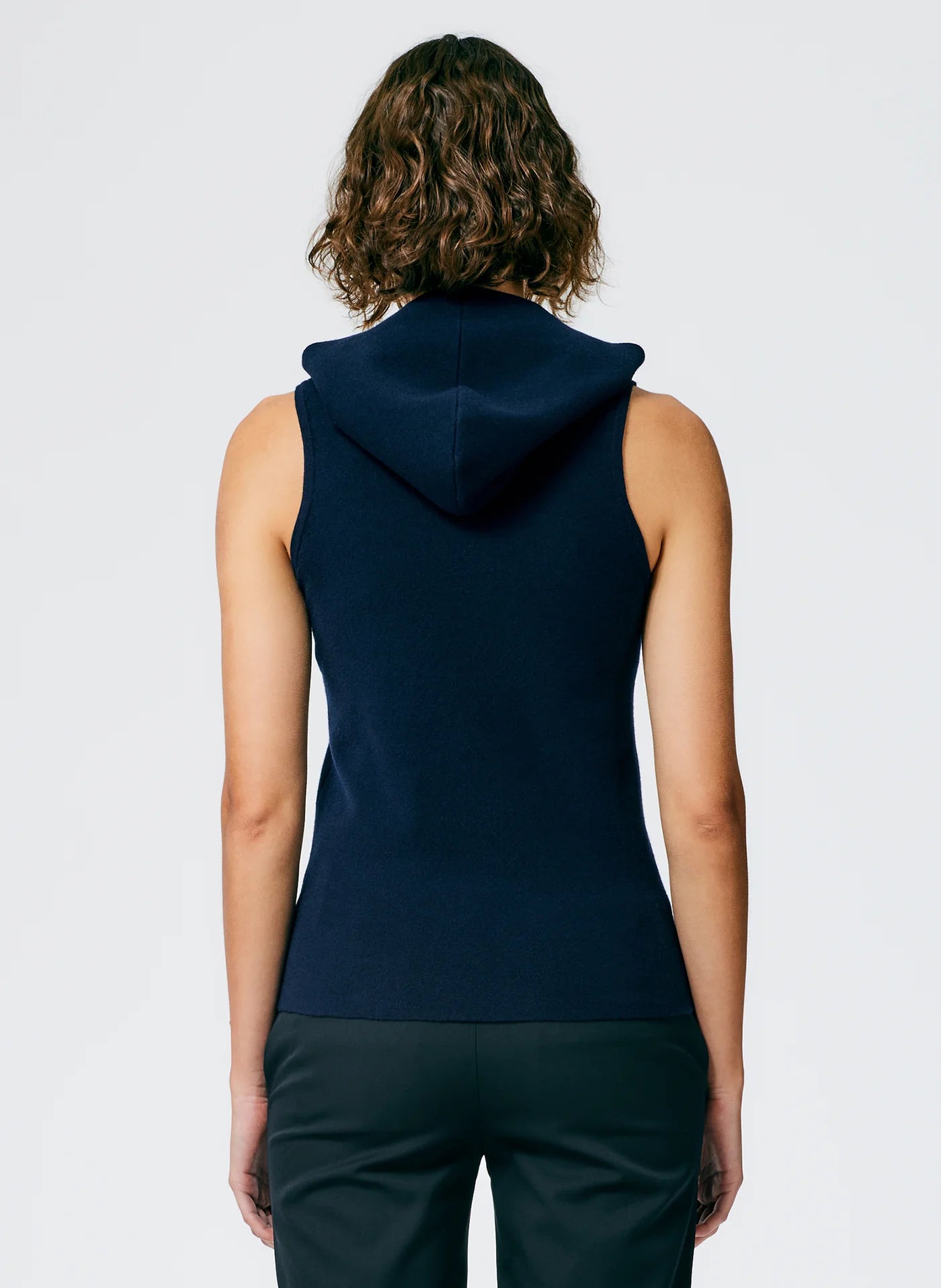 Compact Stretch Cashmere Sleeveless Hoodie