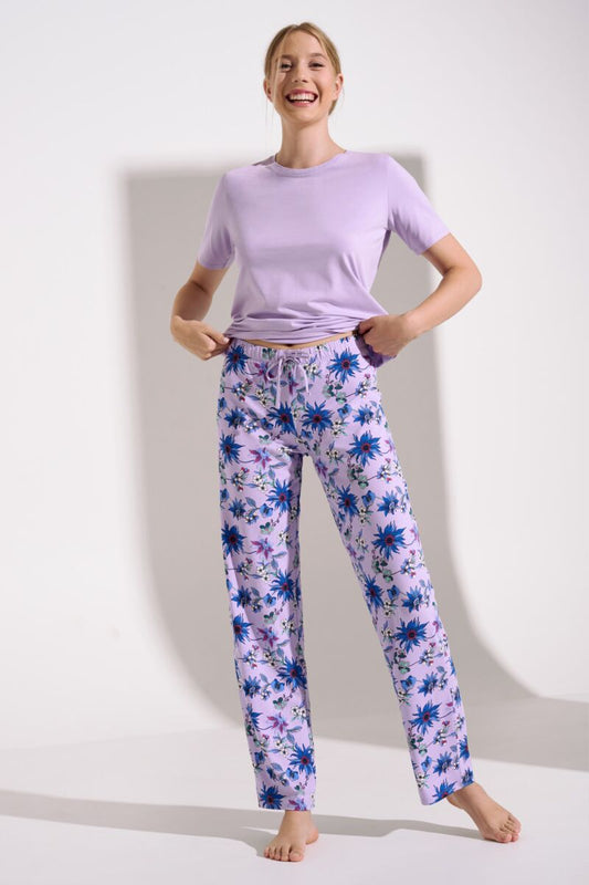 063474 FLOWERS Pyjama long trousers, short sleeves