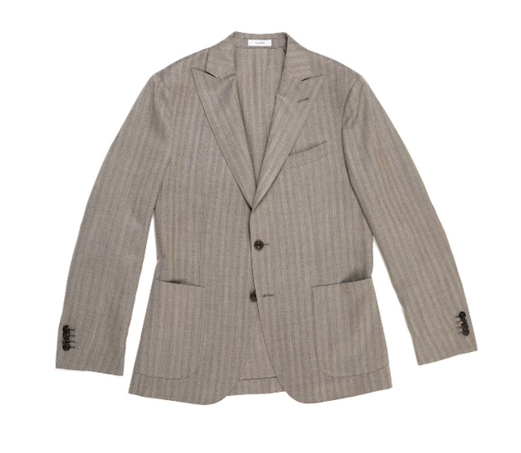 K-Jacket in wool and silk herringbone