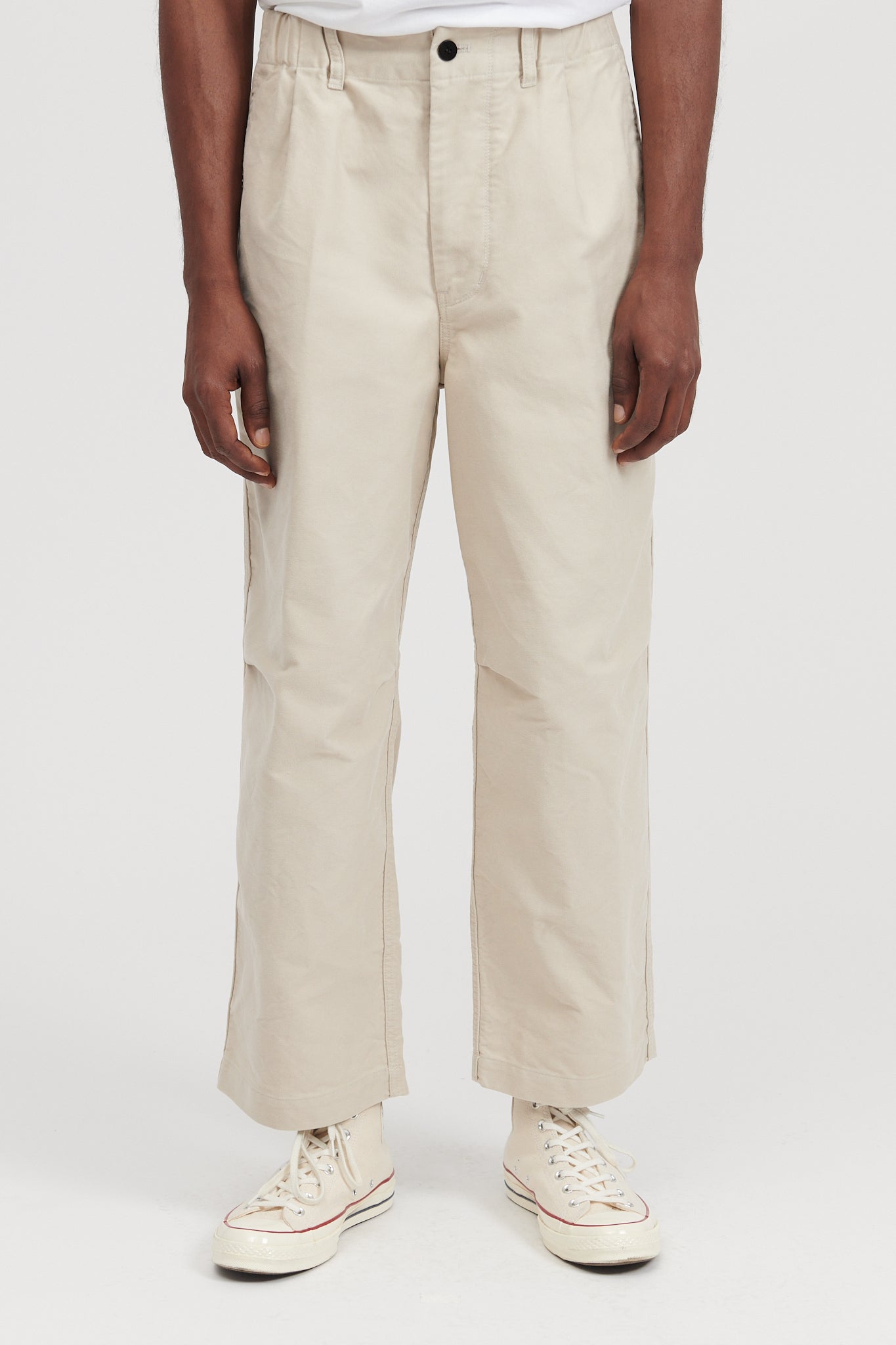 Moleskin Tucked Pants - Ecru